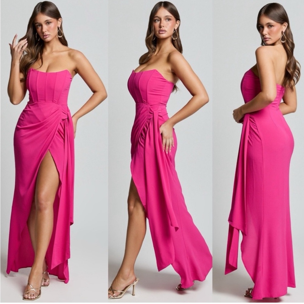 Showpo. ABIGAIL MAXI DRESS - BODICE TIE DRESS IN MULBERRY